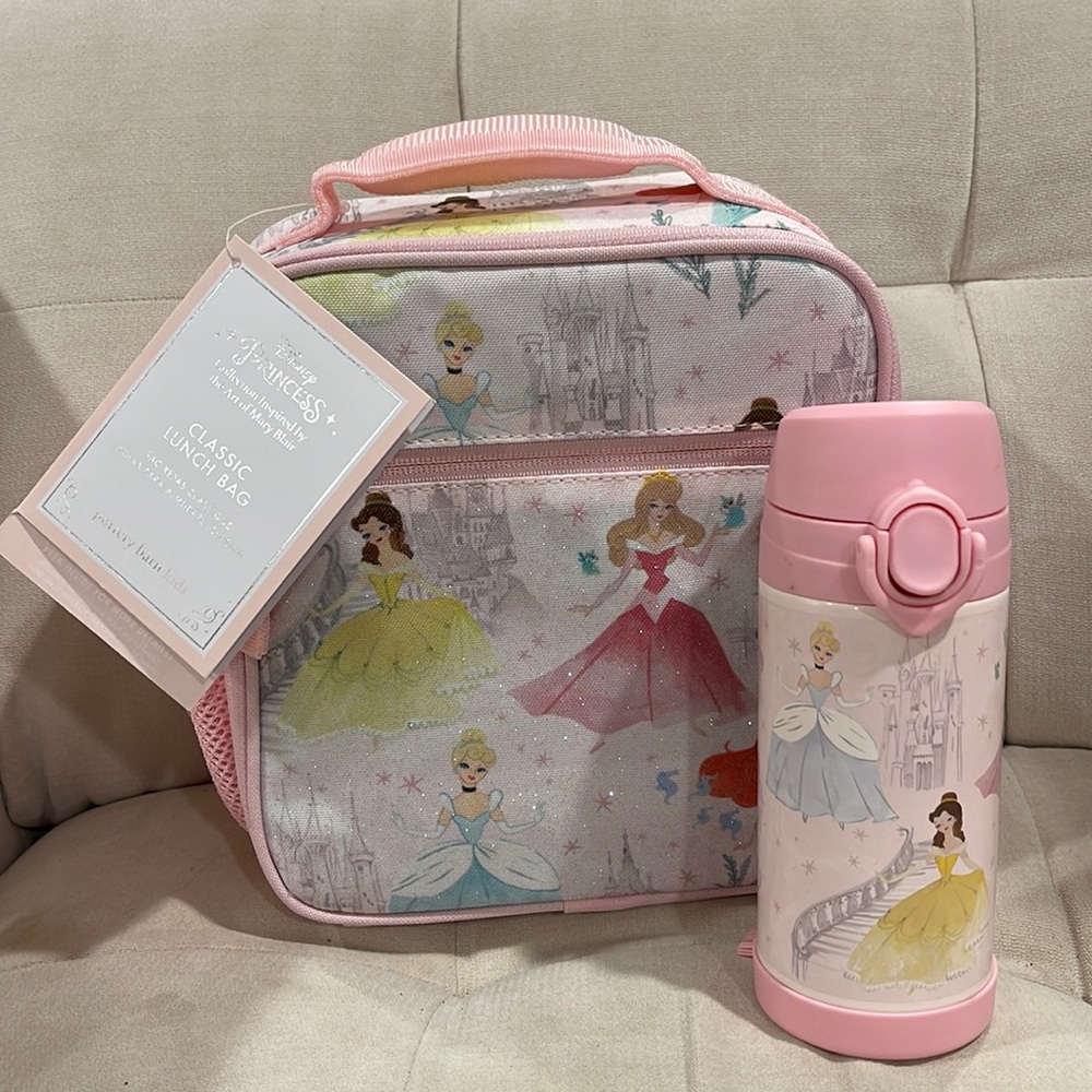 Pottery Barn Disney Princess Lunch Box and Water Bottle NWT